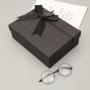 Customized High Quality Black Rigid Glossy Cardboard Gift Boxes With Ribbon Tie