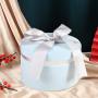Wholesale high quality universal custom luxury round shaped rigid gift box packaging with ribbon ties
