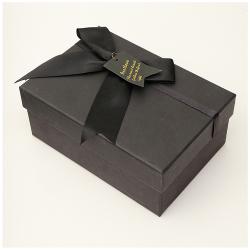 Customized High Quality Black Rigid Glossy Cardboard Gift Boxes With Ribbon Tie