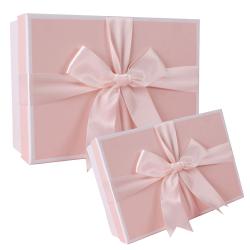 Customized High Quality Luxury Pink Romantic Glossy Cardboard Ribbon Gift Box