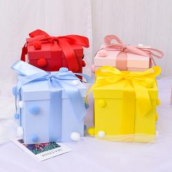 Manufacture Customized Logo Cute Large Paper Gift Packaging Box Set With Ribbon Closure