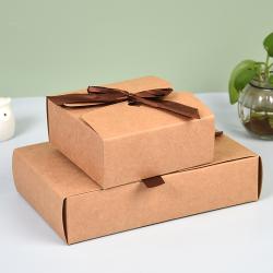 Elegant Fancy Folding Custom Kraft Packaging Paper Boxes With Own Logo And Ribbon Tie