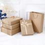 Elegant Eco-friendly Hot Sale Kraft Packaging Paper Boxes Cover And Tray With Bowknot Ribbon