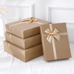 Elegant Eco-friendly Hot Sale Kraft Packaging Paper Boxes Cover And Tray With Bowknot Ribbon