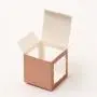 Boîte d'emballage personnalisée rose écologique en papier artistique avec fenêtre, pour cadeaux et cosmétiques.