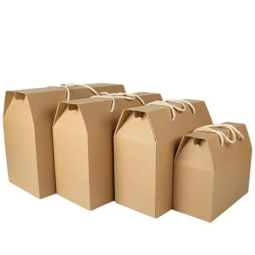Wholesale High Quality Custom Logo Reasonable Corrugated Kraft Paper Disposable Paperboard Packaging Box With Handle Wholesale High Quality Custom Logo Reasonable Corrugated Kraft Paper Disposable Paperboard Packaging Box With Handle