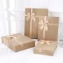 Elegant Eco-friendly Hot Sale Kraft Packaging Paper Boxes Cover And Tray With Bowknot Ribbon