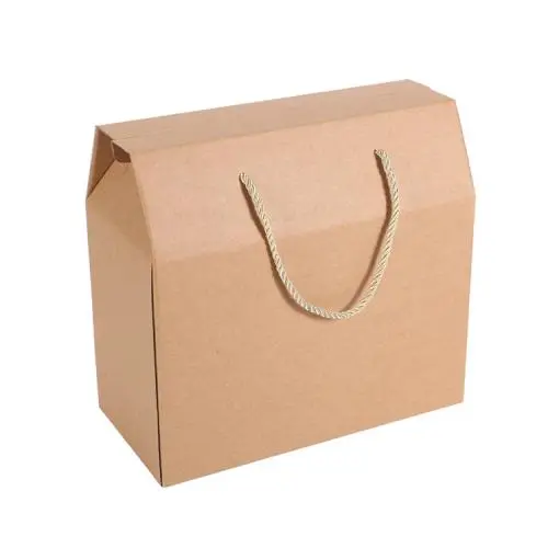 Hochwertige, günstige maßgeschneiderte Logo-Verpackungskartons aus braunem Kraftpapier mit Griff – Großhandel