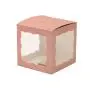 Boîte d'emballage personnalisée rose écologique en papier artistique avec fenêtre, pour cadeaux et cosmétiques.