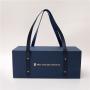 Fancy Elegant Luxury Custom Logo Rigid Cardboard Packing Black Gift Box With Handle