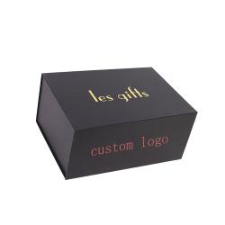 High-capacity retail  luxury foldable rigid black gift box packaging with custom design logo