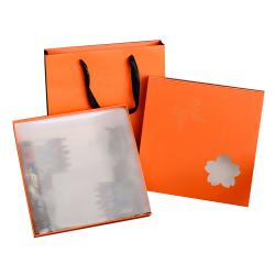 Wholesale Romantic Orange Luxury Rigid Cardboard Paper Packing Gift Box Set With Ribbon Tie