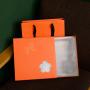 Wholesale Romantic Orange Luxury Rigid Cardboard Paper Packing Gift Box Set With Ribbon Tie