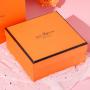 Customized Wholesale Luxury Low Price Large Orange Romantic Rigid Cardboard Gift Box Packaging With Handle