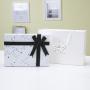Manufacture Customized Elegant Fancy Black White Paper Box Set Rigid Cardboard Paper Packing Box With Ribbon