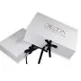 Hochwertige, individuell gestaltete Luxus-Weiß-Romantik-glänzende Karton-Geschenkbox mit schwarzem Satin-Band.