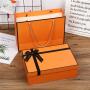 Customized Wholesale Luxury Low Price Large Orange Romantic Rigid Cardboard Gift Box Packaging With Handle