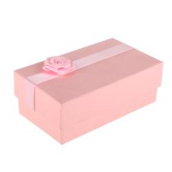 Rectangle Ribbon Gift Box Packaging Cardboard Folding Pink Gift Box With Lid