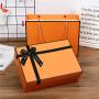 Customized Wholesale Luxury Low Price Large Orange Romantic Rigid Cardboard Gift Box Packaging With Handle