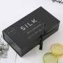 High Quality fancy  luxury color printing hangmade magnetic black cargboard gift packing box with ribbon