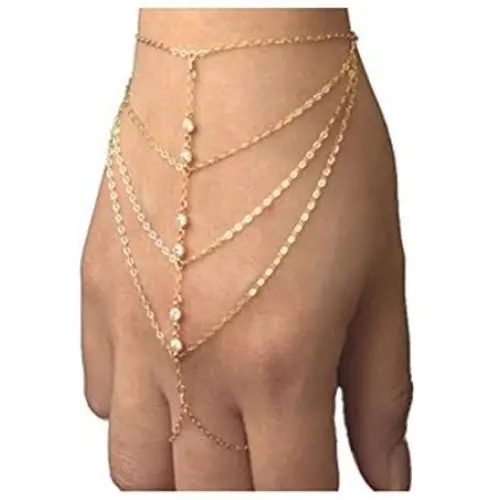 Furivy Pop Celebrity Chain Tassel Crystal Bracelet Slave Finger Ring Hand Harness Furivy Pop Celebrity Chain Tassel Crystal Bracelet Slave Finger Ring Hand Harness