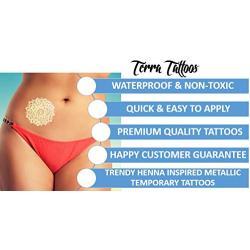 Terra Tattoos Temporary White Henna Tattoos - Over 75 Mandala Tattoos Jasmine collection