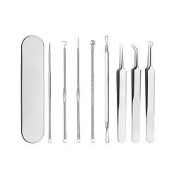 Pinkiou Blackhead Removers Comedone Pimple Removal Extractors Acne Blemish Needles Tool Kit Treatment for Whitehead Popping Zit Nose Face Skincare, 8-in-1 with Metal Case