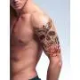 Temporäre Tattoos für Männer, Jungen & Teenager – Fake Tattoo Sticker Aufkleber (8 Große Blätter) Tattoos für Jungen, Biker Tattoos, Rocker Transfers für Arme, Schultern, Brust & Rücken – Körperkunst Tattoo Sticker, wasserdicht schwarz