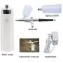 Pinkiou Rechargeable Portable Makeup Airbrush Kit with Mini Air Compressor Big Capacity Ink Cup Spray Pen for Tattoo Nail Art Face Paint Cake Deraction Coloring(Large Capacity, 18-0137)