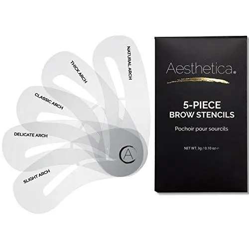 Aesthetica 5-Piece Brow Stencils - Easy to Use, Reusable Eyebrow Shaping & Defining Stencils - Instructions Included