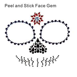 4 Pack Face Gems Jewels, Halloween Temporary Rhinestone Stickers, Day of The Dead Skull Face Tattoos, Crystals Body Gems Stick on Face for Carnival Festival, Party, Outfit, Performance (B)