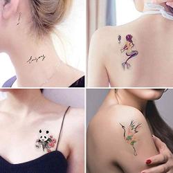 Temporary Tattoos Animal Mermaid Panda Birds Flamingo Cats for Women Tattoo Stickers for Girls Arms Legs Shoulder Back Waterproofing 8 Sheets (style 4)