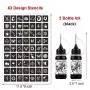 Kit de Tatouages Temporaires Beefly Jagua, Gel Semi Permanent Jagua, Encre (à Base de Fruit Jagua Organique), Dozens de Pièces, Stencils Gratuits, DIY Tatouages, Faux Taches, Kit Complet 2 Flacons (1oz)