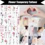 120 Sheets Fake Tattoos Temporary Tattoo Stickers for Women Men Girls Kids Tiny Black Flower Word Sexy Temp Tattoos Small Body Art Decal Designs for Face Hand Neck Wrist Arm Back Chest Decorations