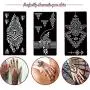 Koogel 18 Sheets Henna Tattoo Stencil Kit, 97 Pcs Temporary Glitter Airbrush Tattoo Stencils Arabian Tattoo Stickers for Face Paint Body Art
