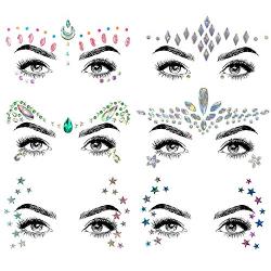 SHINEYES 6 Pcs Music Festival Face Jewels, Rhinestone Rave Face Gems Glitter,Crystal Birthday Party Festival Face Sticker, Eyes Face Body Temporary Tattoos for Festival Party