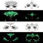 4er Set Leuchtende Gesichtsschmuck Aufkleber Glow in Dark Temporäre Tattoos Pailletten Aufkleber Farbige Selbstklebende Glitzer Harz Juwelen Augen Stirn Funkelnder DIY Make-up Party Dekorationen Sets