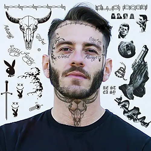 Autocollants temporaires pour Halloween, ensemble de 5 feuilles de tatouages faciaux, tatouages pour le cou, les mains et les bras, faux tatouages pour accessoires de déguisement de Halloween et fêtes. Autocollants temporaires pour Halloween, ensemble de 5 feuilles de tatouages faciaux, tatouages pour le cou, les mains et les bras, faux tatouages pour accessoires de déguisement de Halloween et fêtes.