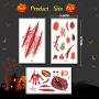 Halloween Scar Temporary Tattoos, 240 Pcs Realistic Fake Bloody Wound Makeup Sticker Kit for Zombies Cosplay Party, Waterproof and Skin-Safe, 40 Sheets