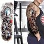 COKTAK 11 Sheets Cool Full Arm Temporary Tattoos For Men Body Sleeve Fake Military Warrior Tattoo Stickers Rose Beast Wolf Lion Tiger Eye Totem Extra Large Tatoos Women Leg Half Armband Animal Adults