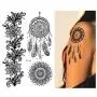 Pinkiou Henna Tinte-Sticker Spitze Mehndi Temporäre Tattoos für freigeistige Frauen Teenager Mädchen Metallic Tinte Pack von 6 (schwarz)