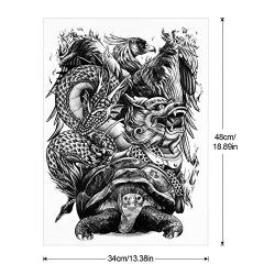 Konsait Full Back Temporary Tattoos For Men Women 3 Sheets, 18.8x13.3 inch Large Picture Fake Black Tattoos, Tribal Totem Waterproof Temporary Tattoos Realistic Body Art Decoration Tattoos Stickers