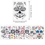 CHICHIC 8 Pack Halloween Temporary Face Tattoos Stickers, Day of the Dead Sugar Skull Face Tattoos, Catrina Face Mask, Day of Dead Make Up, Full Face Candy Skull Sticker Halloween Party Favor Supplies