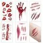 Étiquettes Tattoo Temporaires Halloween 3D - 10 Feuilles - Nouvelles pour 2021 - Étiquettes Temporaires Effrayantes Halloween pour Hommes Femmes Adultes Décoration Cosplay Halloween