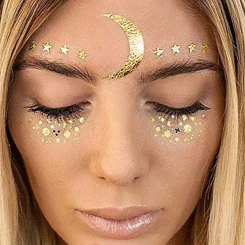 Metallischer Glitzer-Transfer-Tattoo Sticker für professionelle Make-up, Tänzerkostümen, Shows & Partys – Goldglitzer-Transfer-Tätowiersticker