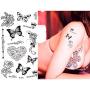 Small Temporary Tattoos for Women Realistic Tiny Tattoo Body Art Stickers Sexy Fake Tattoos Lips Leaf Flower Black Tattoo Waterproof Temp Tattoos Stickers (30 Sheets)