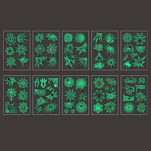 Halloween Temporary Tattoo Stickers Removable Fake Spider Glow in The Dark Stickers Party Decorations for Adult and Kids Gift (10 sheets) Halloween Temporary Tattoo Stickers Removable Fake Spider Glow in The Dark Stickers Party Decorations for Adult and Kids Gift (10 sheets)