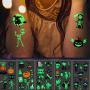 Halloween Temporary Tattoos for kids, Glow in the Dark Halloween Tattoos for Boys Girls, 10 Sheets 100Pcs Waterproof Tattoos Stickers, Pumpkin/Skull/Ghost/Monster Tattoos Stickers for Kids Children Party Favors