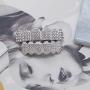 LuReen 14k Gold 6 Teeth Grillz Hip Hop Joker Diamond Top & Bottom Teeth Caps Grillz Set