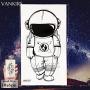 12 Pieces/Lot Fake Waterproof Temporary Star Tattoo Stickers Astronaut Illustration Men Body Arm Art Painting Women Black Tatoos Planets Geometric Universe Space Man Tattoos Paste 10x6cm